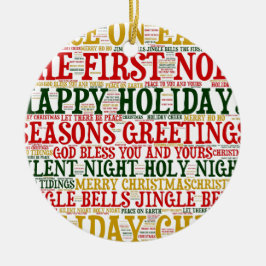 Weihnachts Word Art Cloud 2-Keramik Ornament