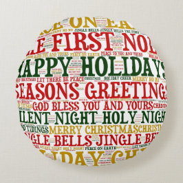 Weihnachts Word Art Cloud 2-RUNDE PILLOW Rundes Kissen