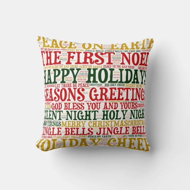 Weihnachts Word Cloud Kissen, Stil 2 Kissen (Vorderseite)