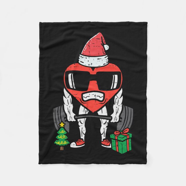 Weihnachts-Workout-Herz-Lifting Weihnachtsgymnasti Fleecedecke (Vorderseite)