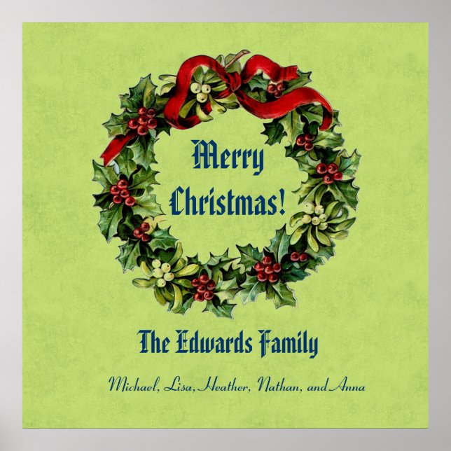Weihnachts-Wraath Frohe Weihnachtsgrün 04 Poster (Vorne)