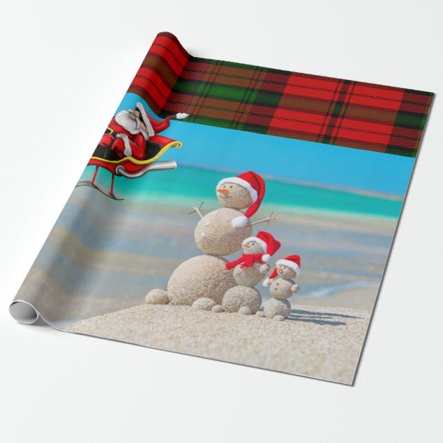 Weihnachts-Wrackpapier Sommer Snowman Santa Geschenkpapier (Ungerollt)