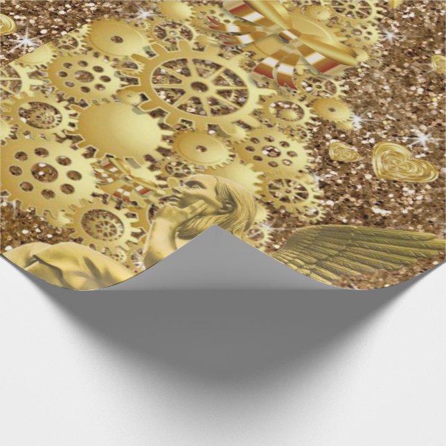 Weihnachts-Wrapping Paper Gold Angel Geschenkpapier (Ecke)