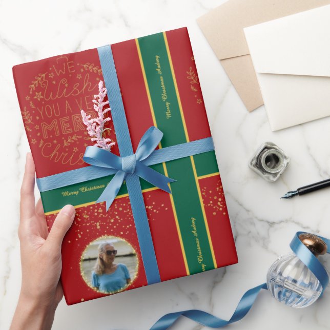 Weihnachts-Wrapping Paper mit Foto und Text Geschenkpapier (Schenken)