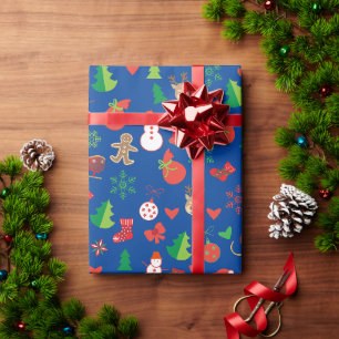 Weihnachts-Wrapping Paper mit Weihnachtsfiguren Geschenkpapier