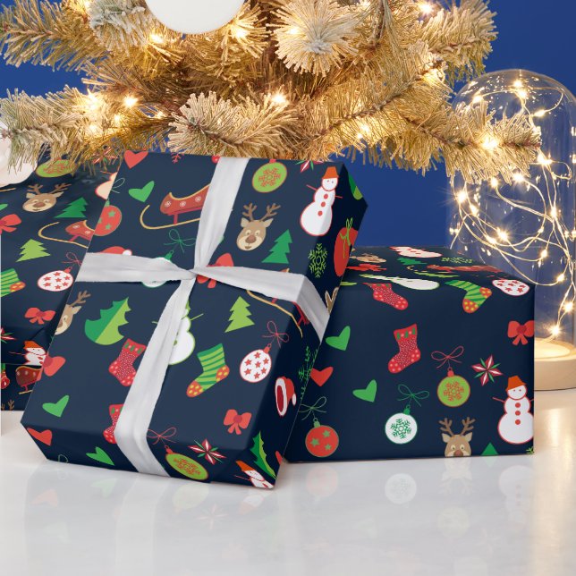 Weihnachts-Wrapping Paper mit Weihnachtsfiguren Geschenkpapier (Feiertage)