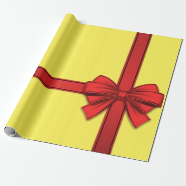 Weihnachts-Wrapping Paper Red Bow Yellow Geschenkpapier (Ungerollt)