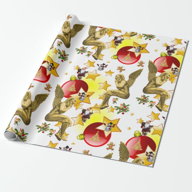 Weihnachts-Wrapping Paper Santa Angela Geschenkpapier (Ungerollt)