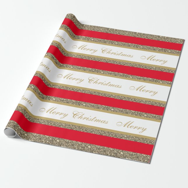 Weihnachts-Wrapping Papier-Imitat Glitzer gestrich Geschenkpapier (Ungerollt)