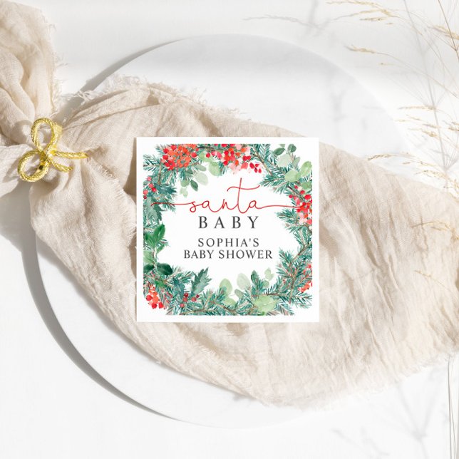 Weihnachts-Wreath-Baby-Dusche Napkins Serviette (Von Creator hochgeladen)