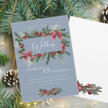 Weihnachts-Wreath-Dusty Blauer Winterfest Hochzeit