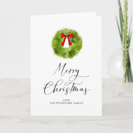 Weihnachts-Wreath Elegante Script Holiday Karte