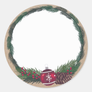 Weihnachts-Wreath Frohe Weihnachtsblank Runder Aufkleber