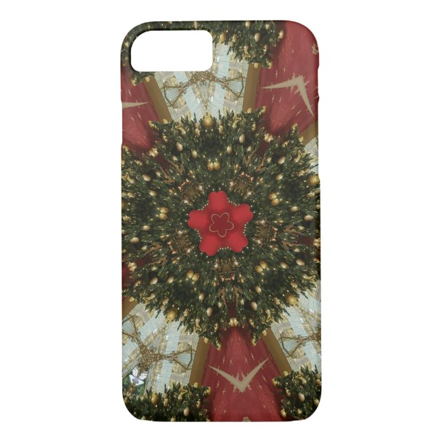 Weihnachts-Wreath-Green-Gold mit Red Star Case-Mate iPhone Hülle (Rückseite)