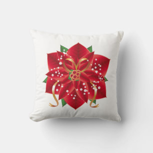 Weihnachts-Wurfkissen-Rote Poinsettie Kissen