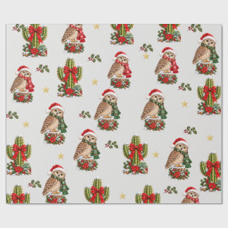 Weihnachts-Wüsten-Eulen & Kaktus-Geschenkpapier Geschenkpapier