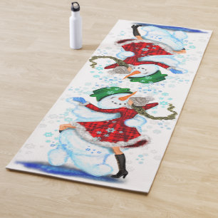 Weihnachts-Yoga-Mat-Schneemann und Mädchentanz Yogamatte