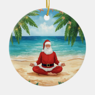 Weihnachts-Yoga-Santa-Claus-Yoga-Holiday Keramik Ornament