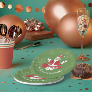 Weihnachts-Yoga-Santa-Saison zum Atmen Pappteller