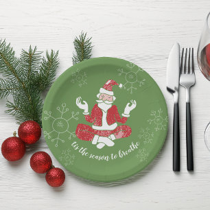 Weihnachts-Yoga-Santa-Saison zum Atmen Pappteller
