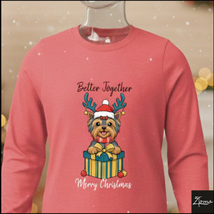 Weihnachts-Yorkie-Rentier-Schal-Geschenk-Grafik Tri-Blend Shirt