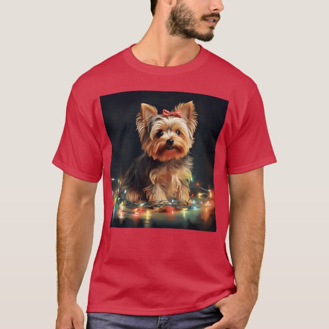 Weihnachts-Yorkie T-Shirt (Vorderseite)