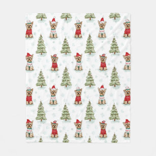 Weihnachts-Yorkies Hund Fleecedecke