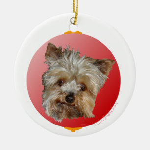 Weihnachts-Yorkshire-Terrier Keramik Ornament