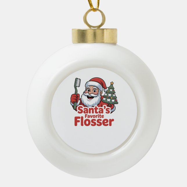 Weihnachts-Zahnarzt der Lieblingsblüte des Weihnac Keramik Kugel-Ornament (Vorderseite)