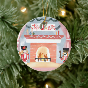 Weihnachts-Zahnstocher Kamin   Fröhliche Wasserfar Keramik Ornament