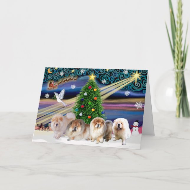 Weihnachts-Zauberkunststücke (vier) Feiertagskarte (Vorderseite)