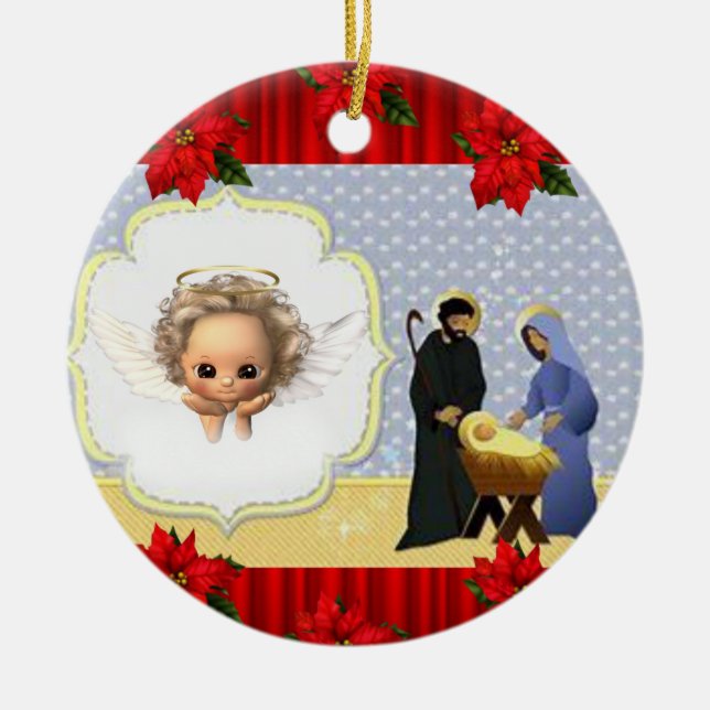 Weihnachts-Zirkel-Ornament, Jesus Christus Keramik Ornament (Vorne)