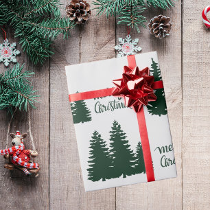 Weihnachts-Zitat-Baum-Muster Elegant Schwarz Weiß Geschenkpapier