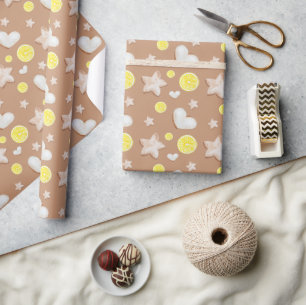 Weihnachts-Zitronen-Ingwer-Brot-Wasserfarbe Geschenkpapier