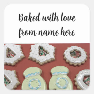 Weihnachts-Zuckerkuchen-Paket-Aufkleber Quadratischer Aufkleber