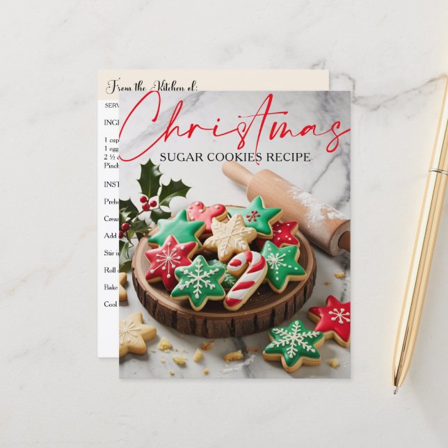 Weihnachts-Zuckerkuchen-Rezeptkarte (Vorderseite/Rückseite Beispiel)