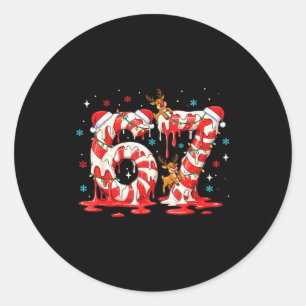 Weihnachts-Zuckerrohr 67 Meme Six Seven Lustige Ju Runder Aufkleber