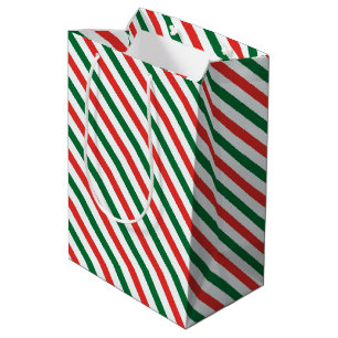 Weihnachts-Zuckerrohr-Pfefferminz-Streifen Rot & G Mittlere Geschenktüte