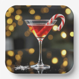 Weihnachts-Zuckerstange in einem Cocktail Pappteller