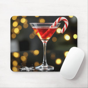 Weihnachts-Zuckerstange in einem roten Cocktail Mousepad