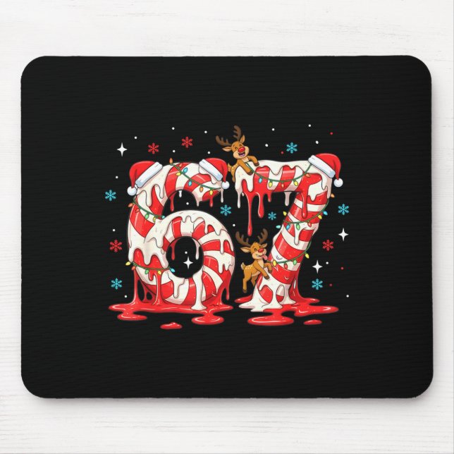 Weihnachts-Zuckerstangen-Meme 67 Sechs Sieben Lust Mousepad (Vorne)