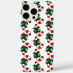 Weihnachts-Zuckerstangen-Muster mit grünen Schleif iPhone 16 Pro Max Hülle