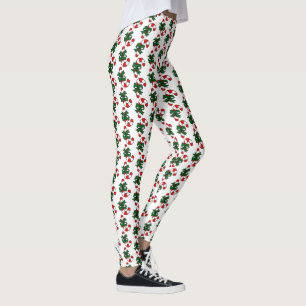 Weihnachts-Zuckerstangen-Muster mit grünen Schleif Leggings