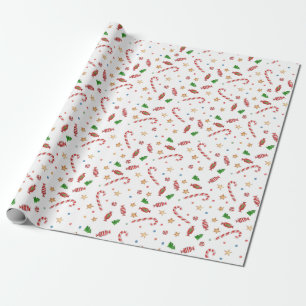 Weihnachts-Zuckerstangen-Sterne Wasserfarbe Urlaub Geschenkpapier
