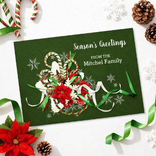 Weihnachts-Zuckerstangen und Poinsettia-Saison Postkarte