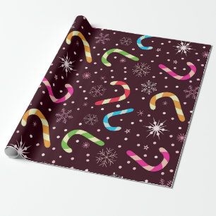 Weihnachts-Zuckerstangen und Schneeflocken-Muster Geschenkpapier