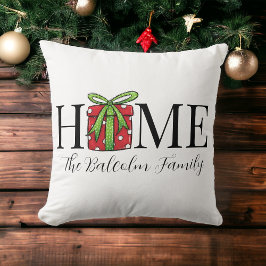 Weihnachts Zuhause Red Prestige Familienname Kissen