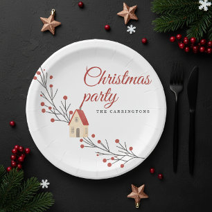 Weihnachts-Zweig mit Beeren Zweig Weihnachten Pappteller