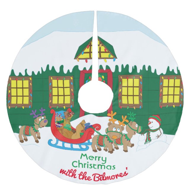 Weihnachtsabend am Weihnachtsmann Polyester Weihnachtsbaumdecke (Vorderseite)