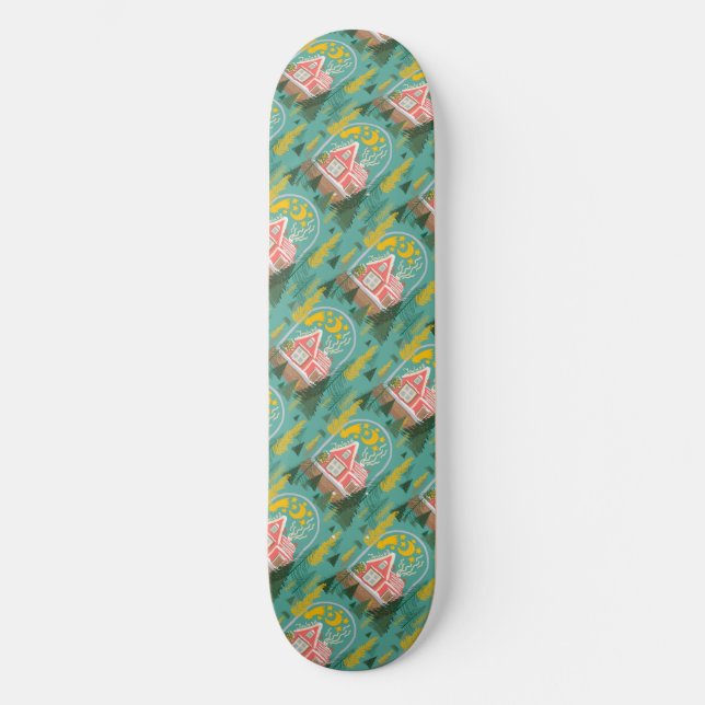 Weihnachtsabend finnische Kabinen, Bäume und Schie Skateboard (Vorderseite)